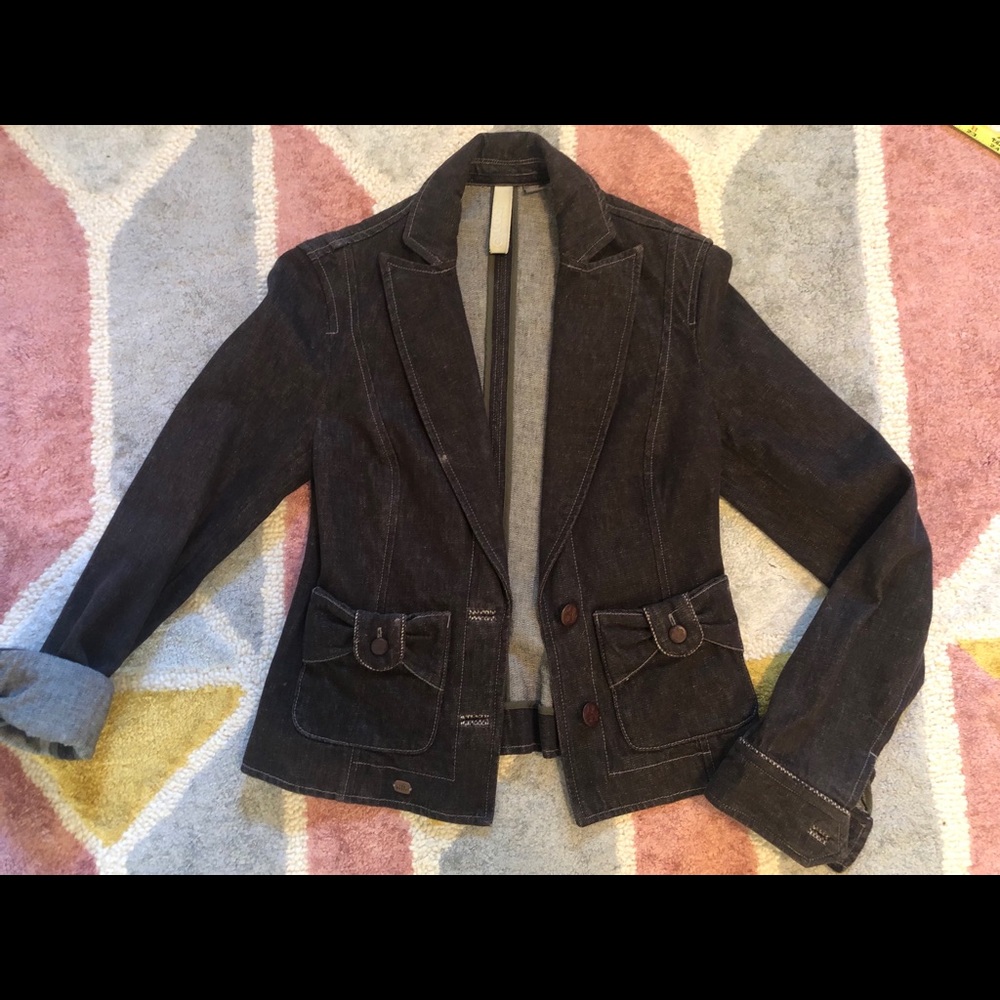 Ted Baker slim dark brown denim suit jacket blazer